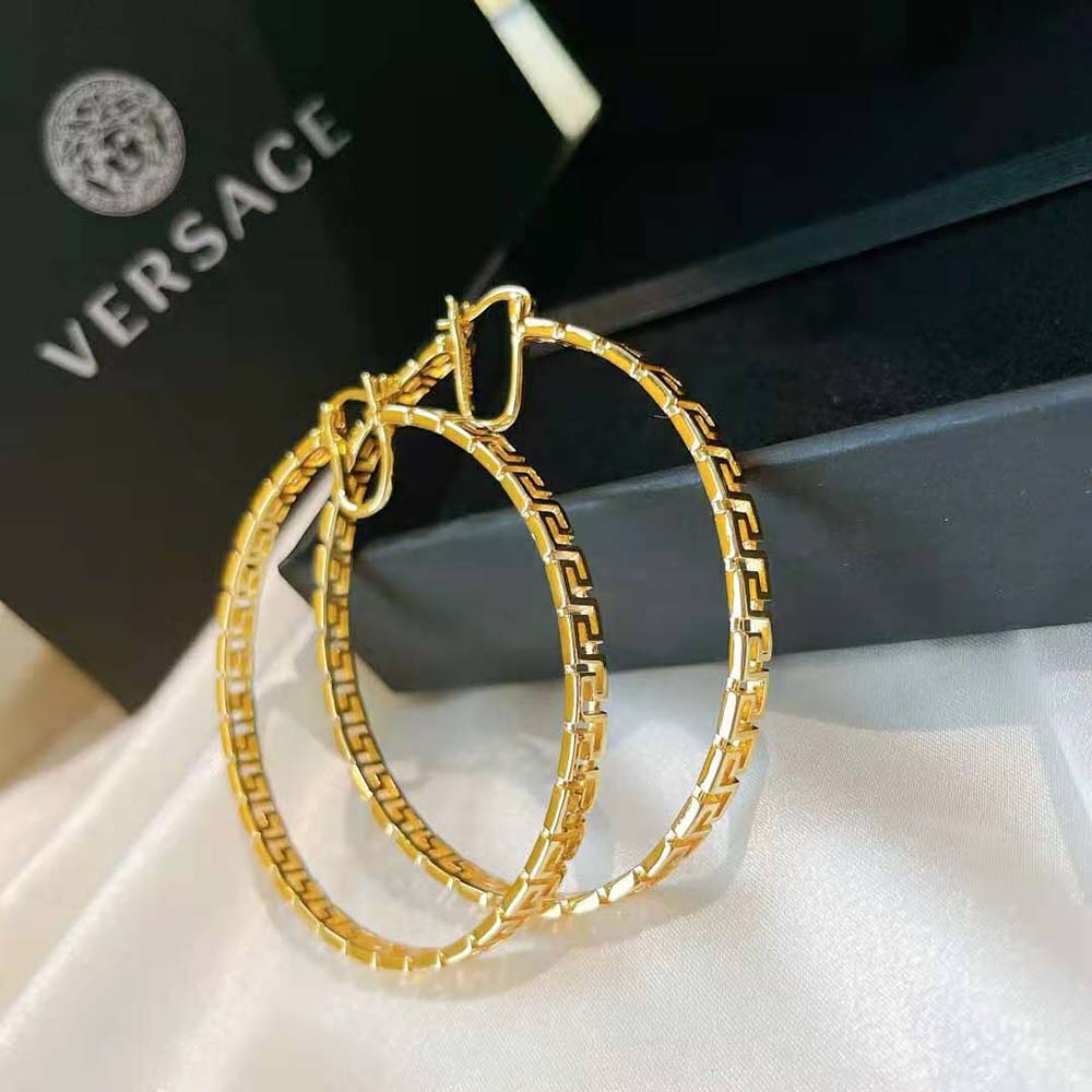 Versace Women Large Greca Hoop Earrings-Gold - image 8