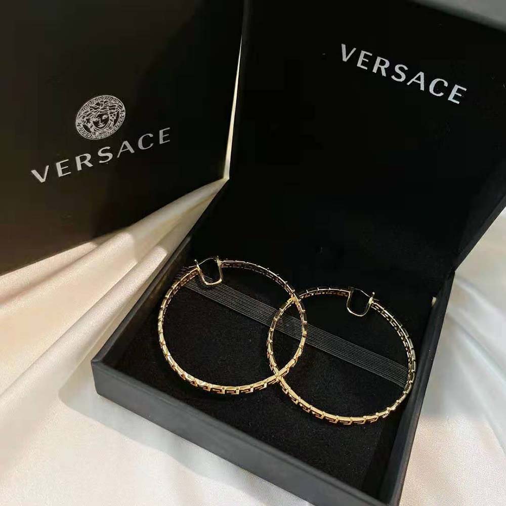 Versace Women Large Greca Hoop Earrings-Gold - image 7