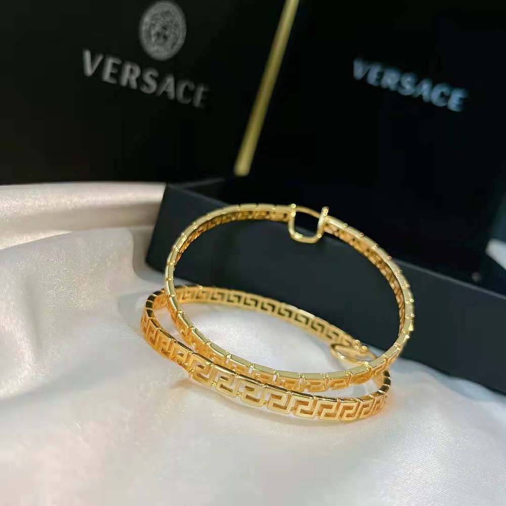Versace Women Large Greca Hoop Earrings-Gold - image 6
