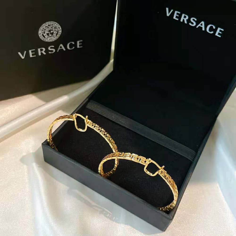 Versace Women Large Greca Hoop Earrings-Gold - image 5