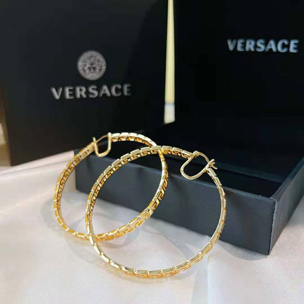 Versace Women Large Greca Hoop Earrings-Gold - image 4