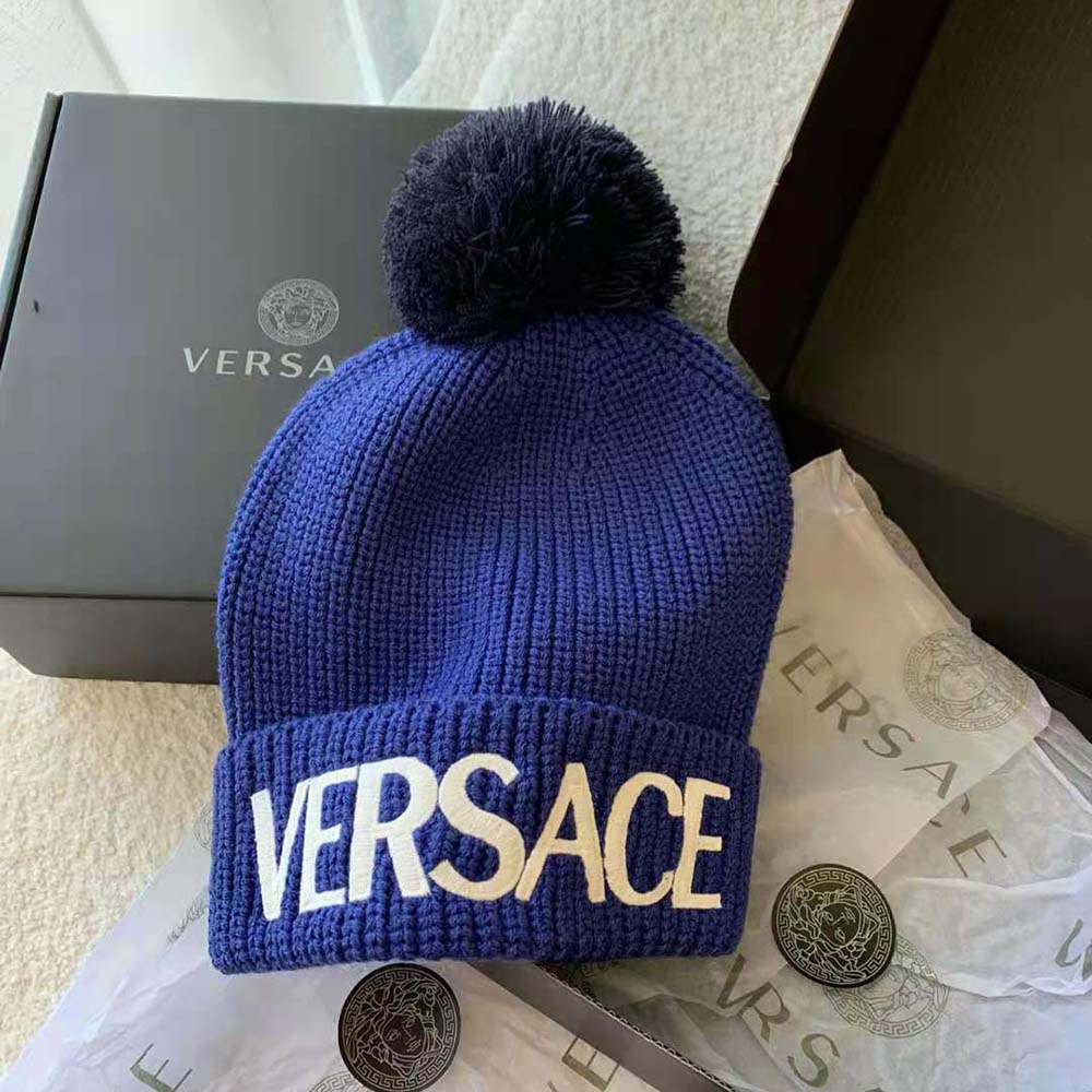 Versace Women Logo Wool Cap Crafted From Plush - image 6