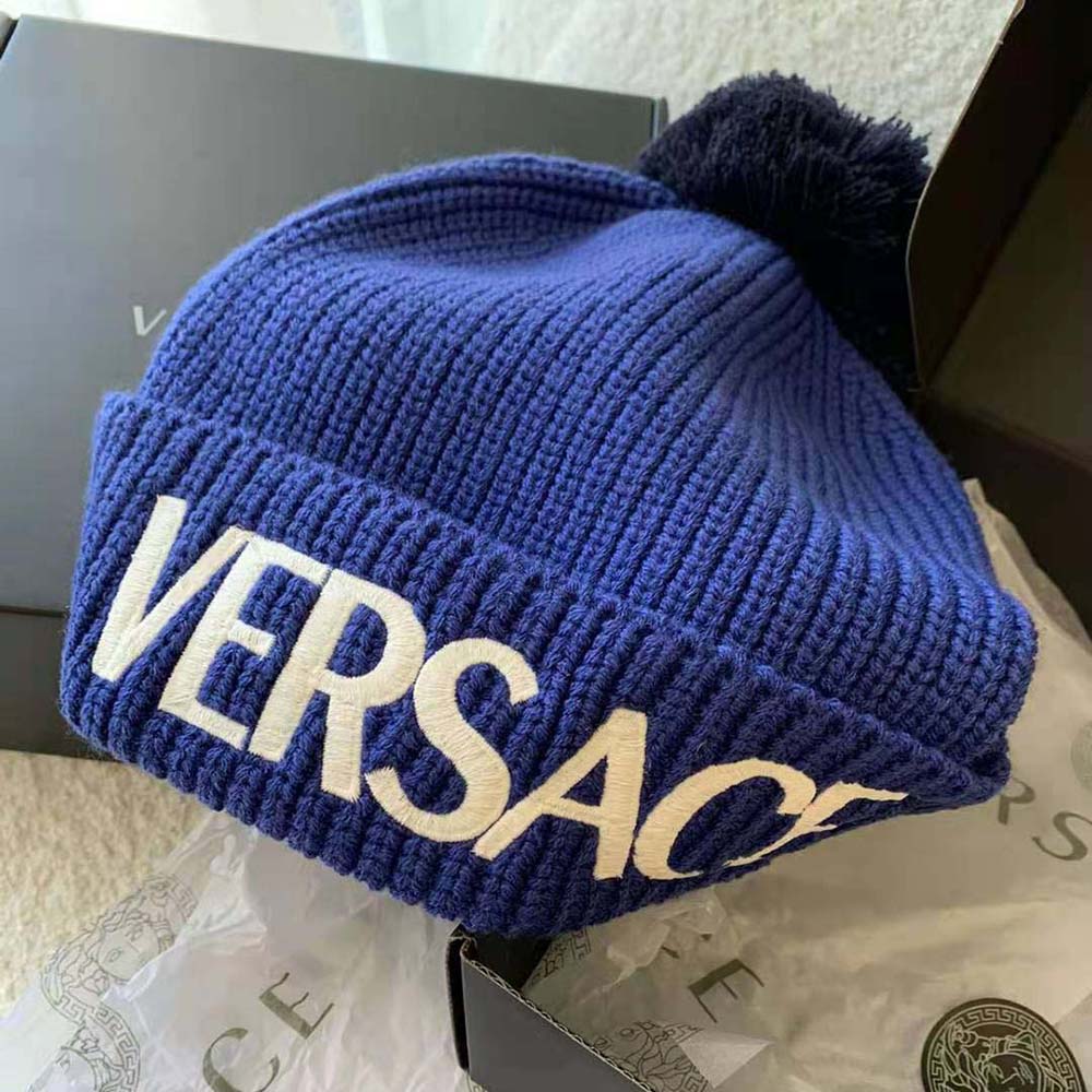 Versace Women Logo Wool Cap Crafted From Plush - image 7