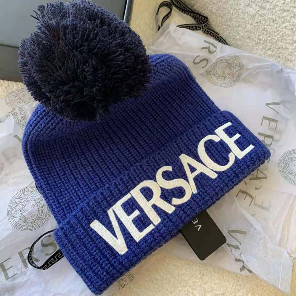 Versace Women Logo Wool Cap Crafted From Plush - image 5