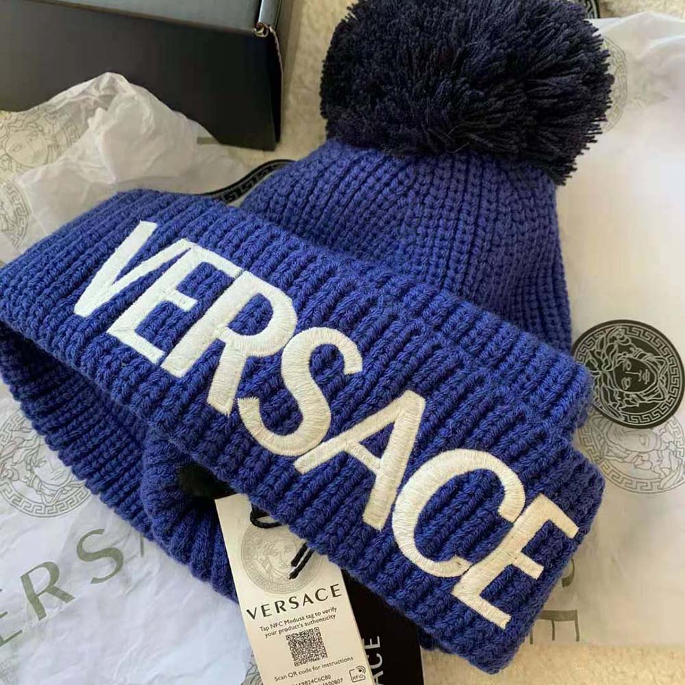 Versace Women Logo Wool Cap Crafted From Plush - image 4