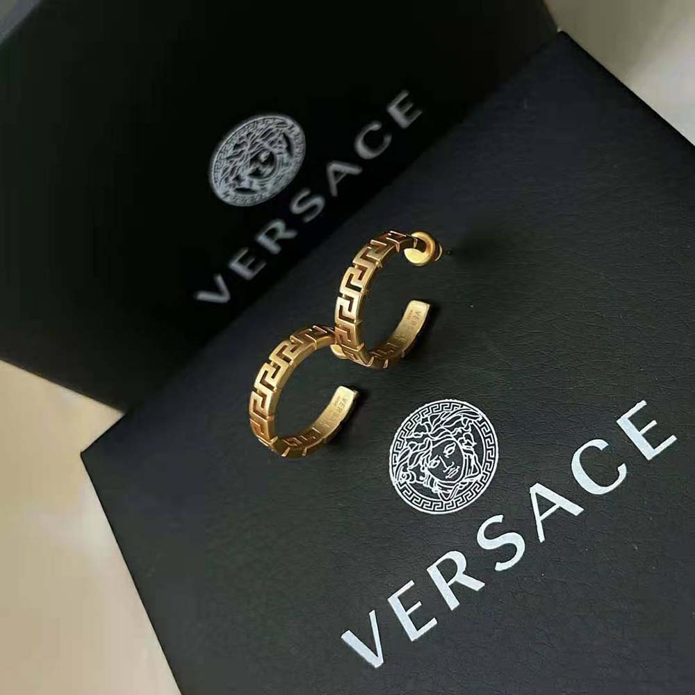 Versace Women Small Greca Hoop Earrings-Gold - image 8