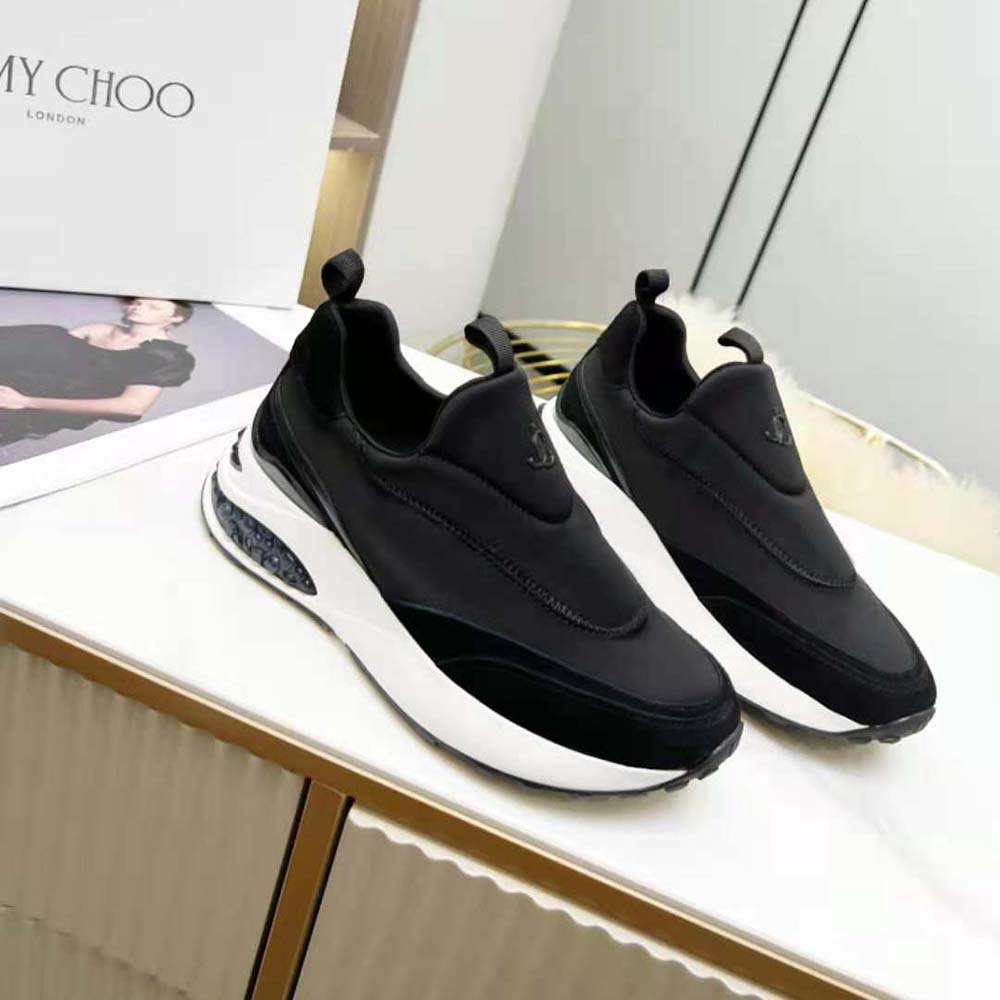 Jimmy Choo Women Memphis/F Ballet Black Neoprene and Leather Low Top Trainers - image 5