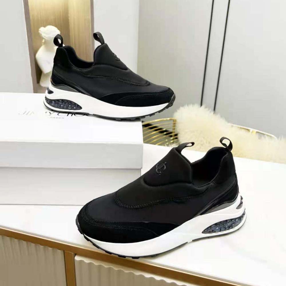 Jimmy Choo Women Memphis/F Ballet Black Neoprene and Leather Low Top Trainers - image 7
