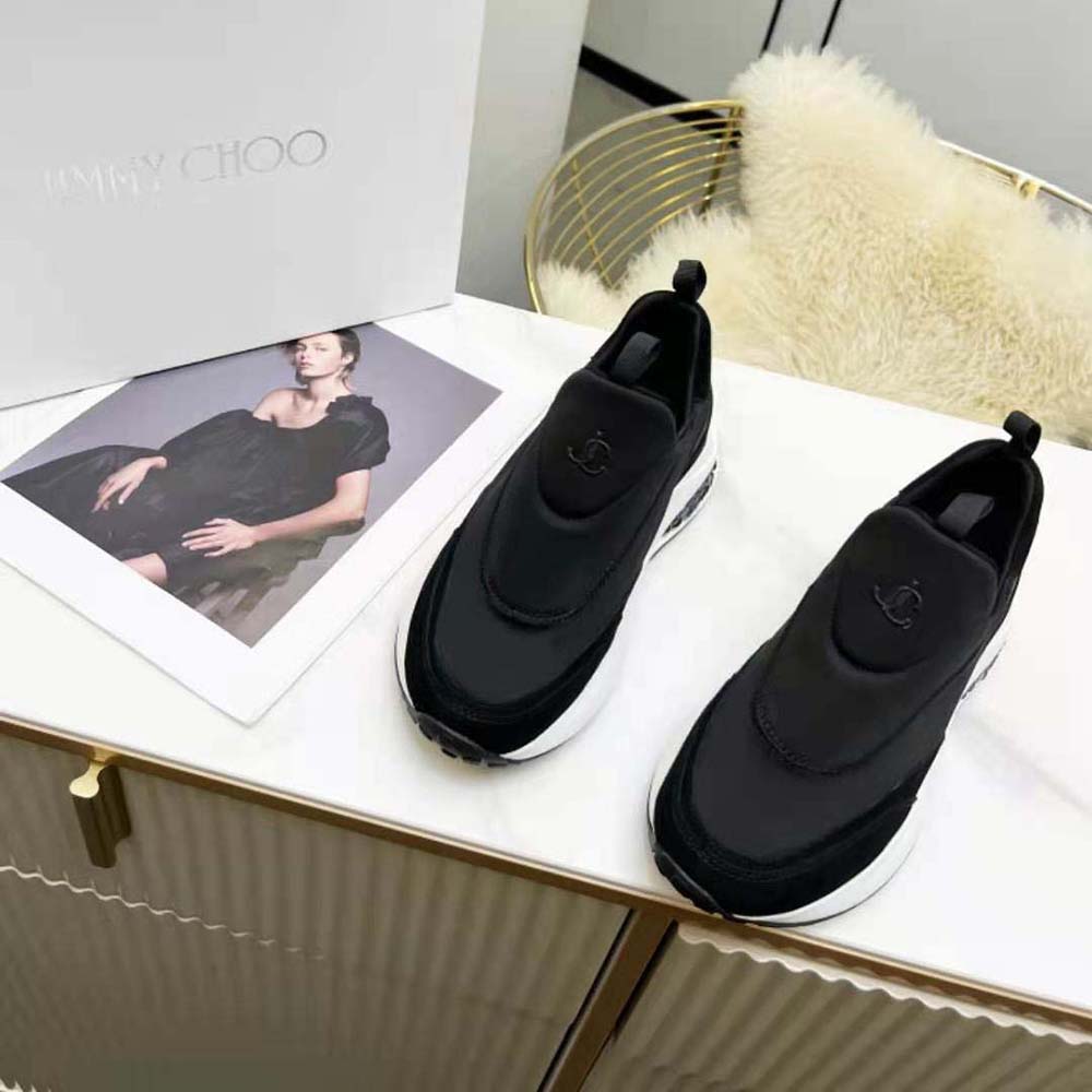 Jimmy Choo Women Memphis/F Ballet Black Neoprene and Leather Low Top Trainers - image 4