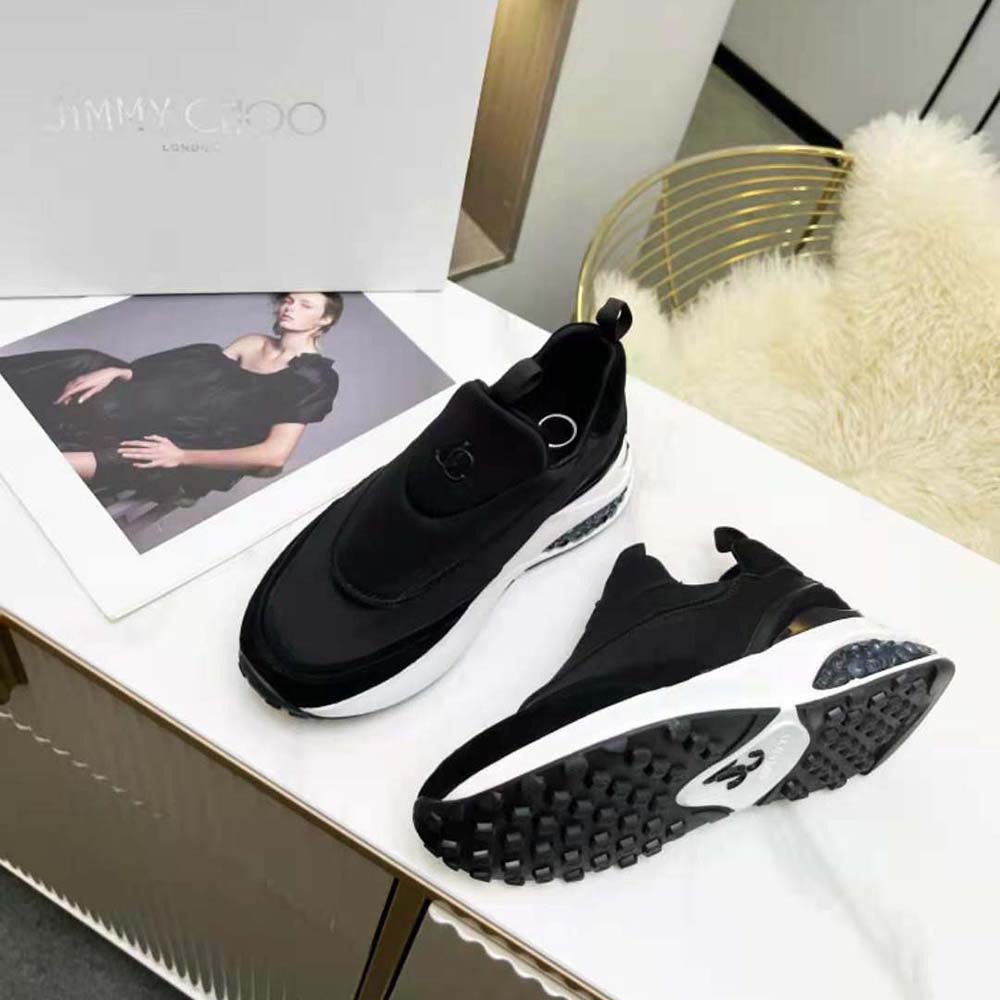 Jimmy Choo Women Memphis/F Ballet Black Neoprene and Leather Low Top Trainers - image 6