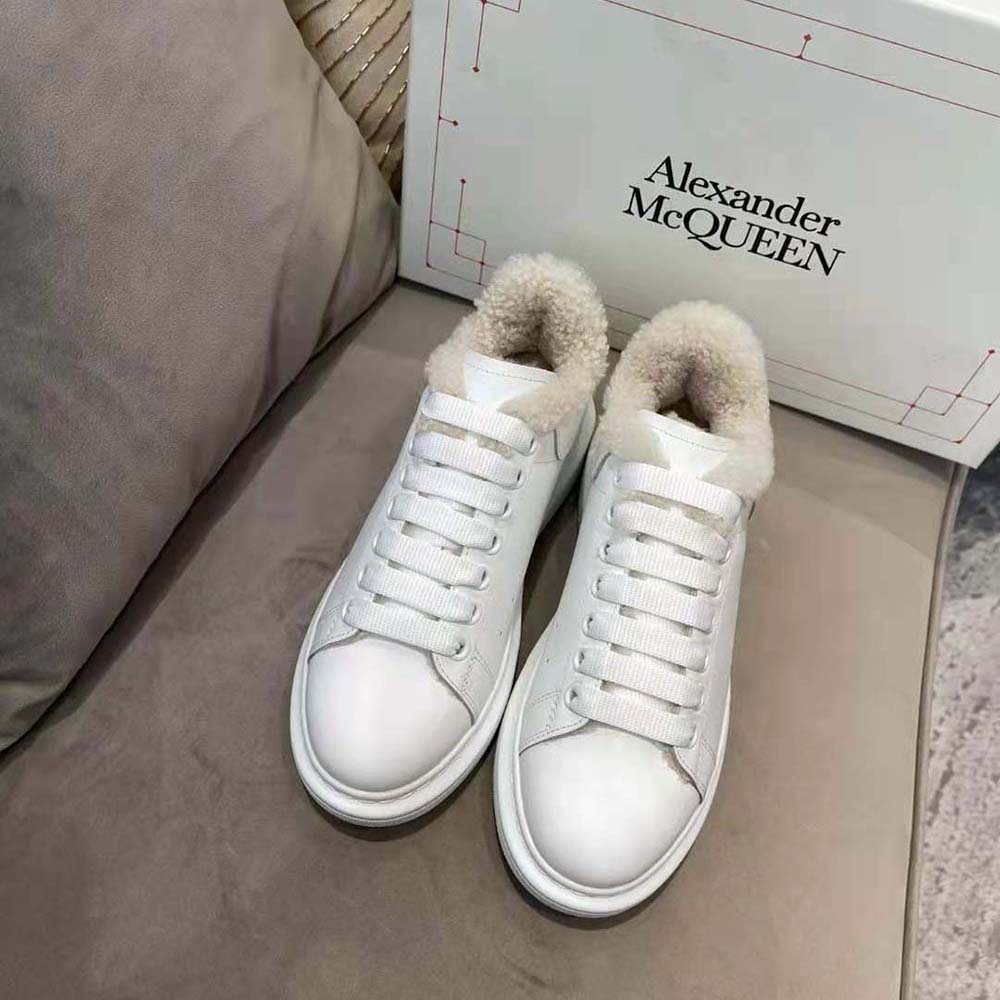 Close-up of smooth calf leather and oversized sole on Alexander Mcqueen sneaker