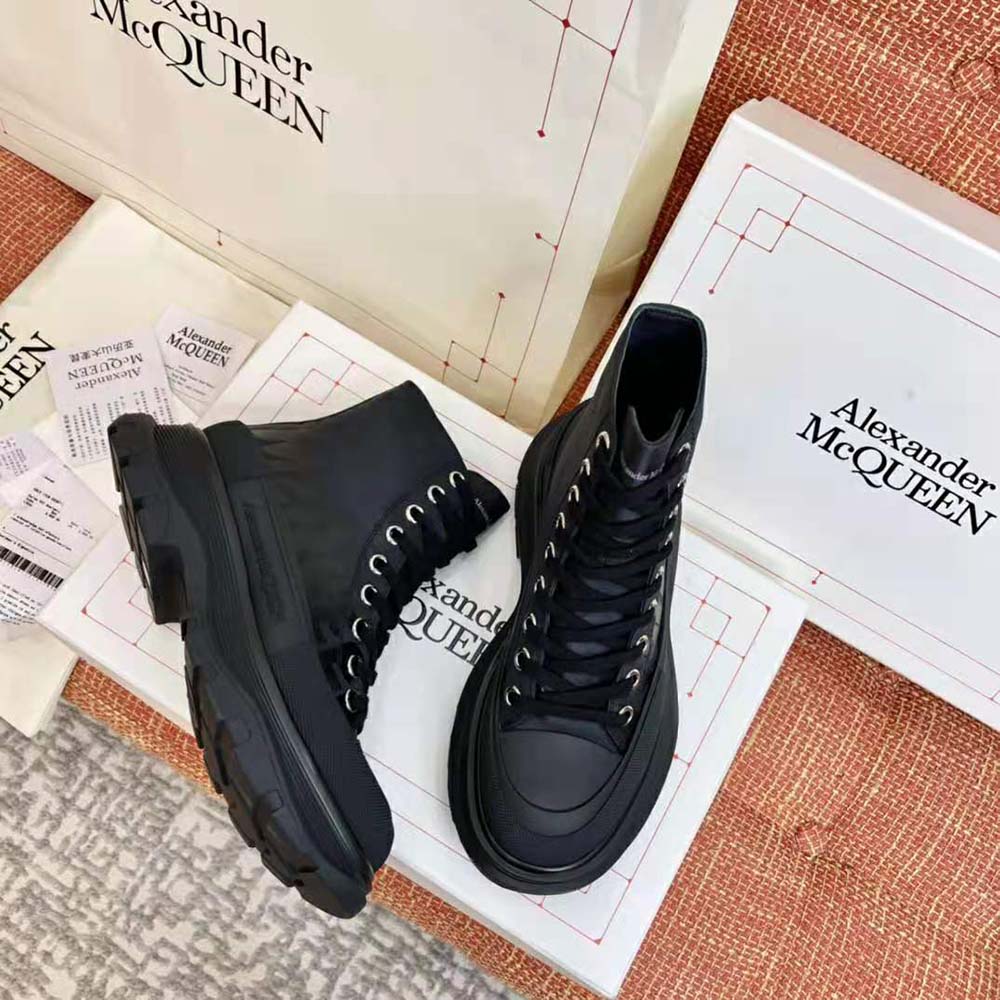 Alexander Mcqueen Women Tread Slick Boot Black Polyfaille Lace-up Boot - image 4