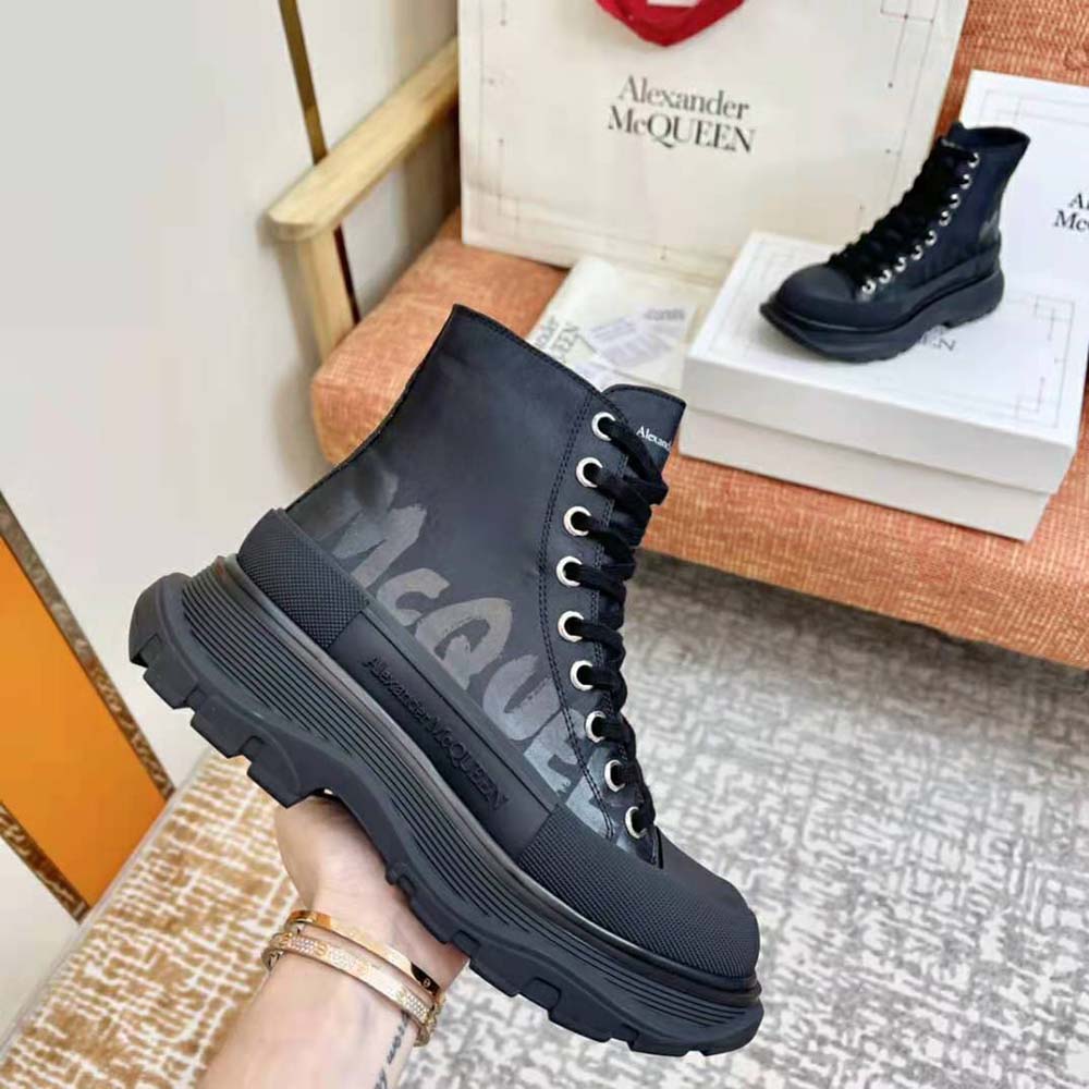 Alexander Mcqueen Women Tread Slick Boot Black Polyfaille Lace-up Boot - image 7