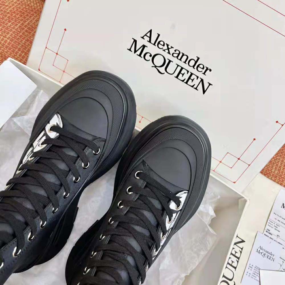 Alexander Mcqueen Women Tread Slick Boot Black/White Polyfaille Lace-up Boot - image 7