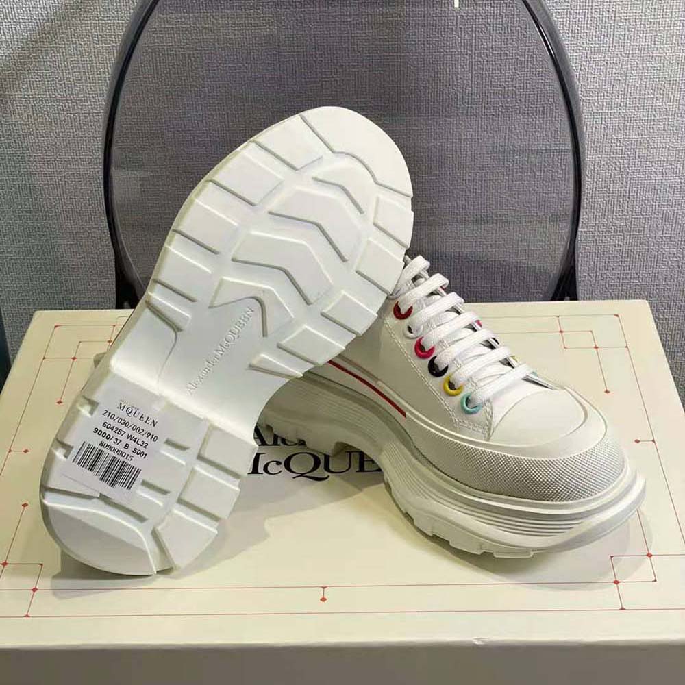 Alexander Mcqueen Women White Canvas Tread Slick Lace Up - image 10