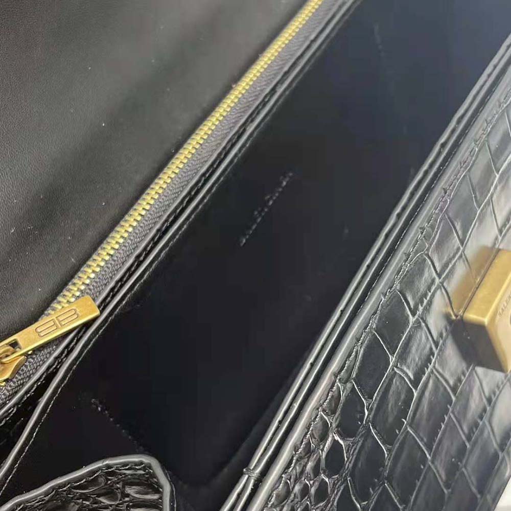 Balenciaga Women Gossip Small Bag in Extra Supple Crocodile Embossed Calfskin in Black - image 6