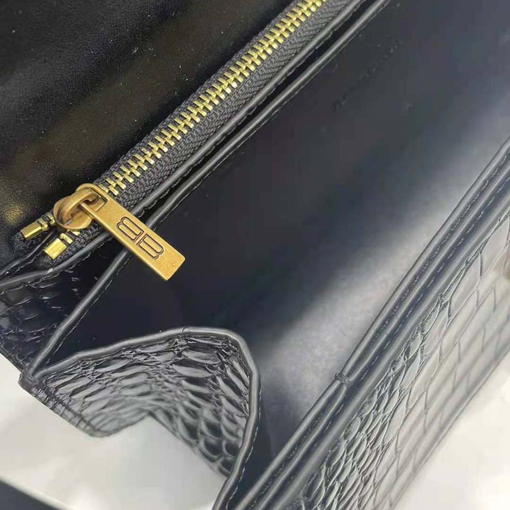 Balenciaga Women Gossip Small Bag in Extra Supple Crocodile Embossed Calfskin in Black - image 10