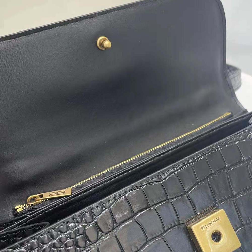 Balenciaga Women Gossip Small Bag in Extra Supple Crocodile Embossed Calfskin in Black - image 7