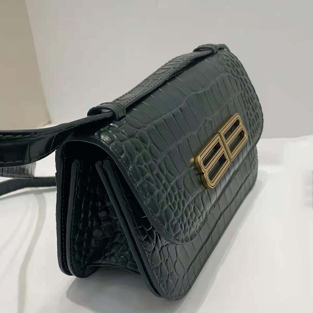 Side angle showing silver-tone hardware and compact silhouette of Balenciaga Women Gossip Small Bag