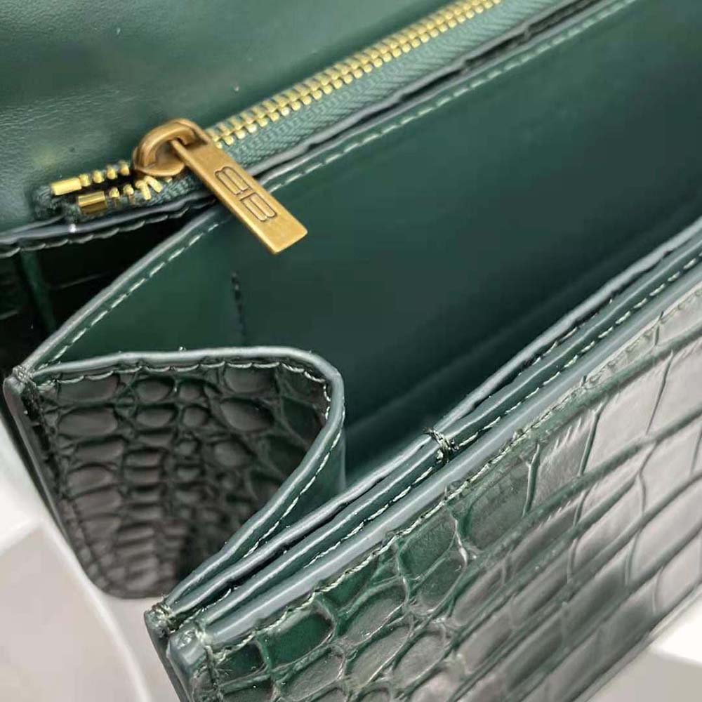 Balenciaga Women Gossip Small Bag in Extra Supple Crocodile Embossed Calfskin in Forest Green - image 9