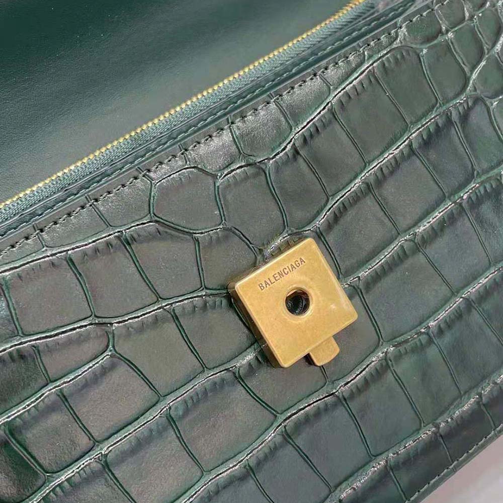 Balenciaga Women Gossip Small Bag in Extra Supple Crocodile Embossed Calfskin in Forest Green - image 8