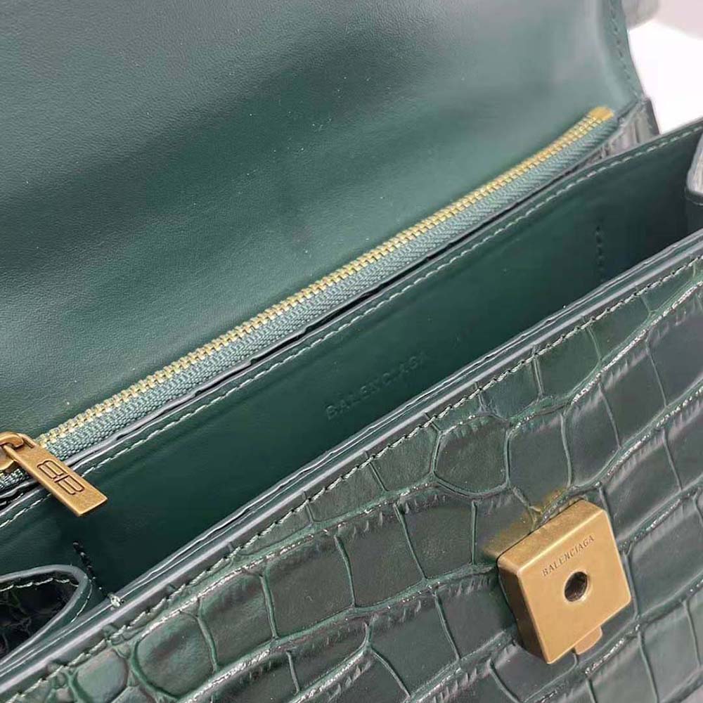 Balenciaga Women Gossip Small Bag in Extra Supple Crocodile Embossed Calfskin in Forest Green - image 6