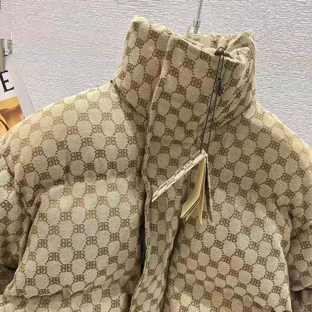 Balenciaga Men Hacker BB Puffer in Beige and Brown Canvas Jacquard - image 4