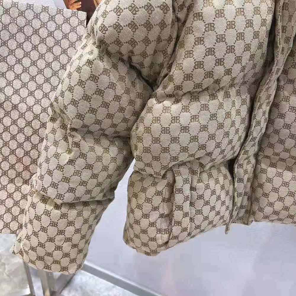 Balenciaga Men Hacker BB Puffer in Beige and Brown Canvas Jacquard - image 9
