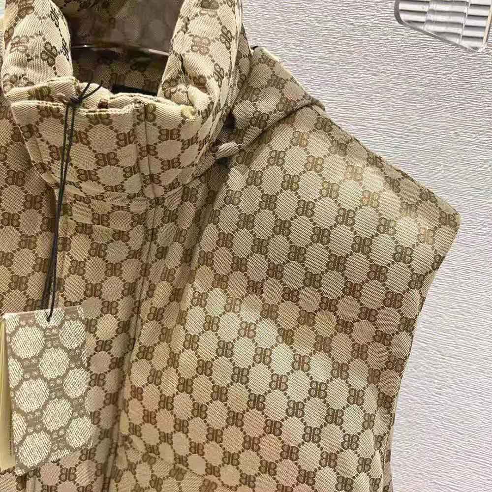 Balenciaga Men Hacker Cocoon Puffer Gilet in Brown Canvas Jacquard - image 7
