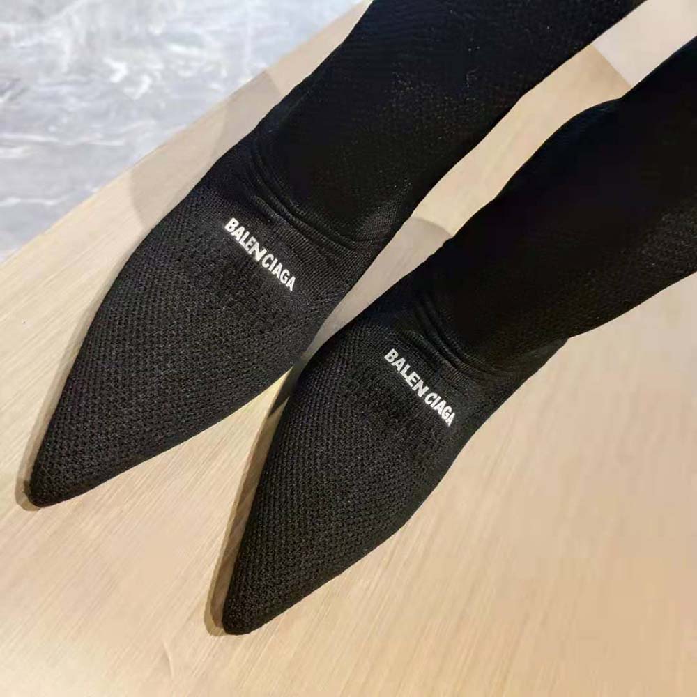 Balenciaga Women Knife 2.0 80mm Bootie in Black and White Textured Recycled Knit - image 10