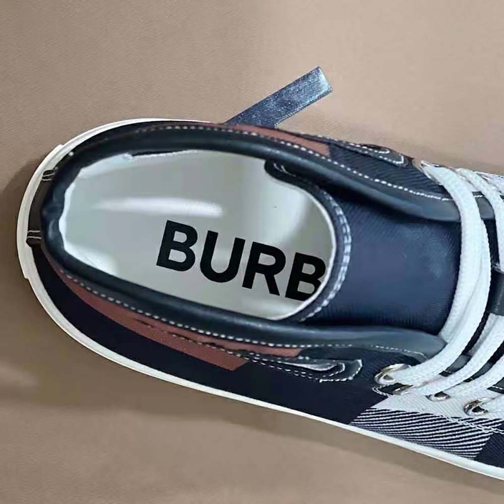 Burberry Men Porthole Detail Check Print Leather High-top Sneakers - image 9