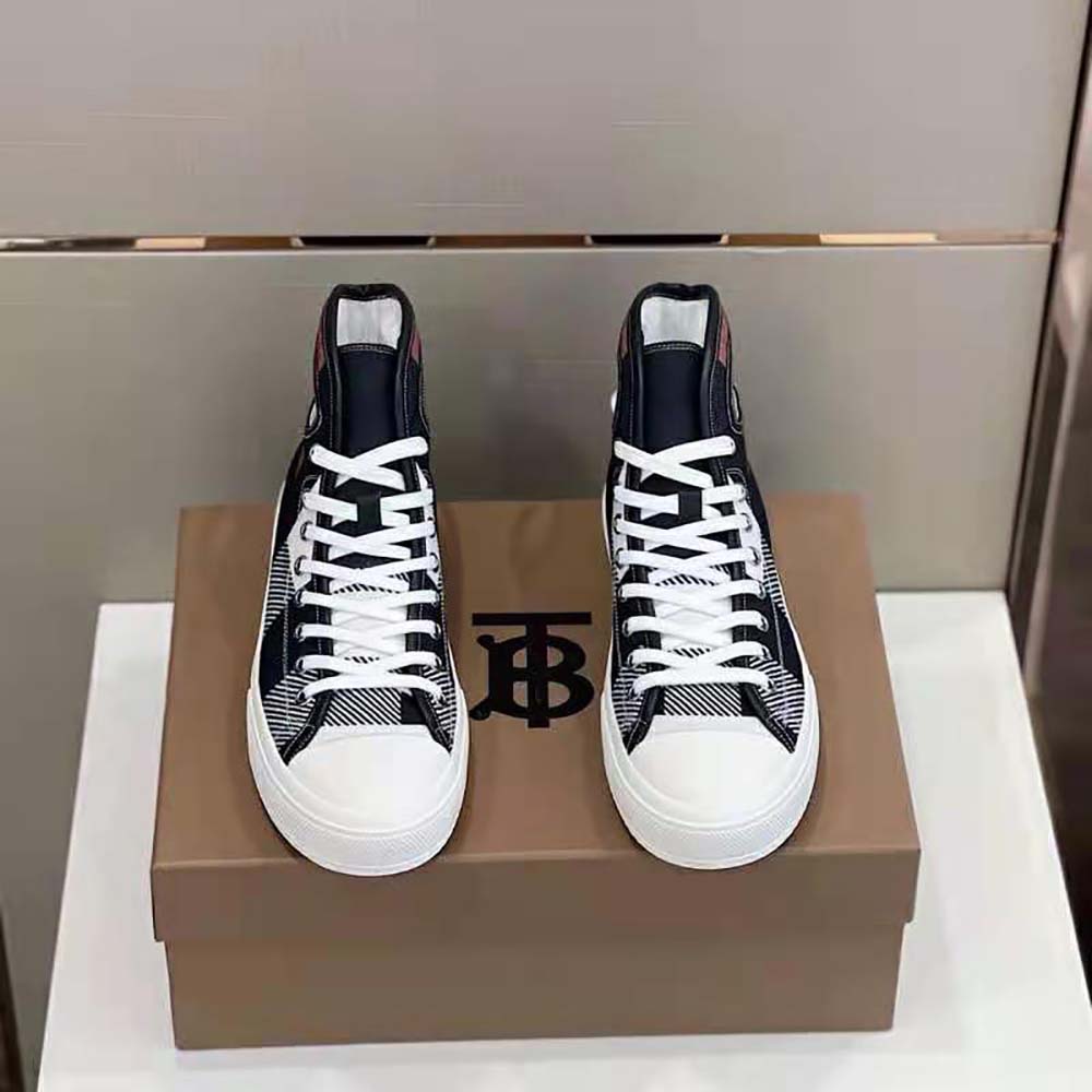 Burberry Men Porthole Detail Check Print Leather High-top Sneakers - image 4