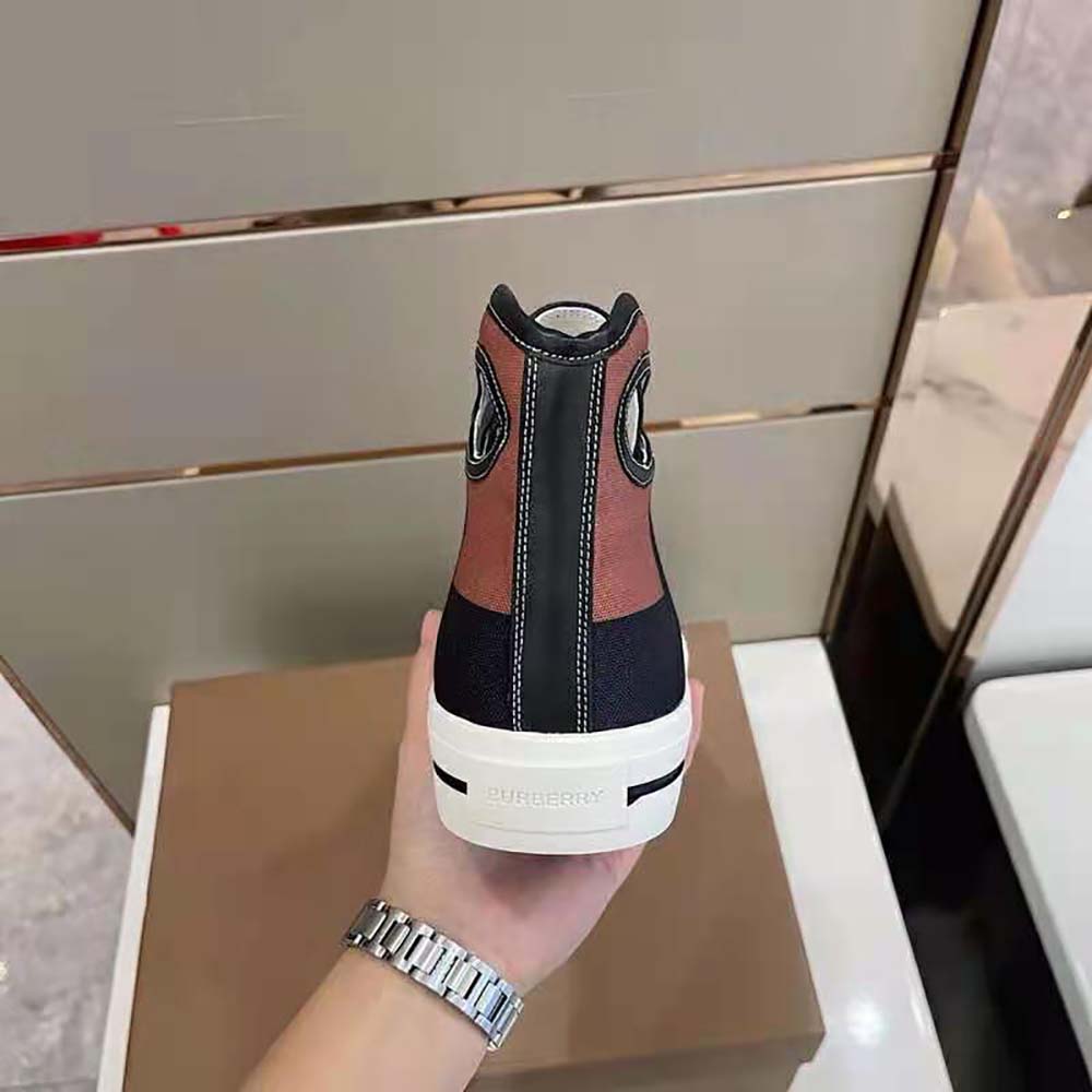 Burberry Men Porthole Detail Check Print Leather High-top Sneakers - image 8