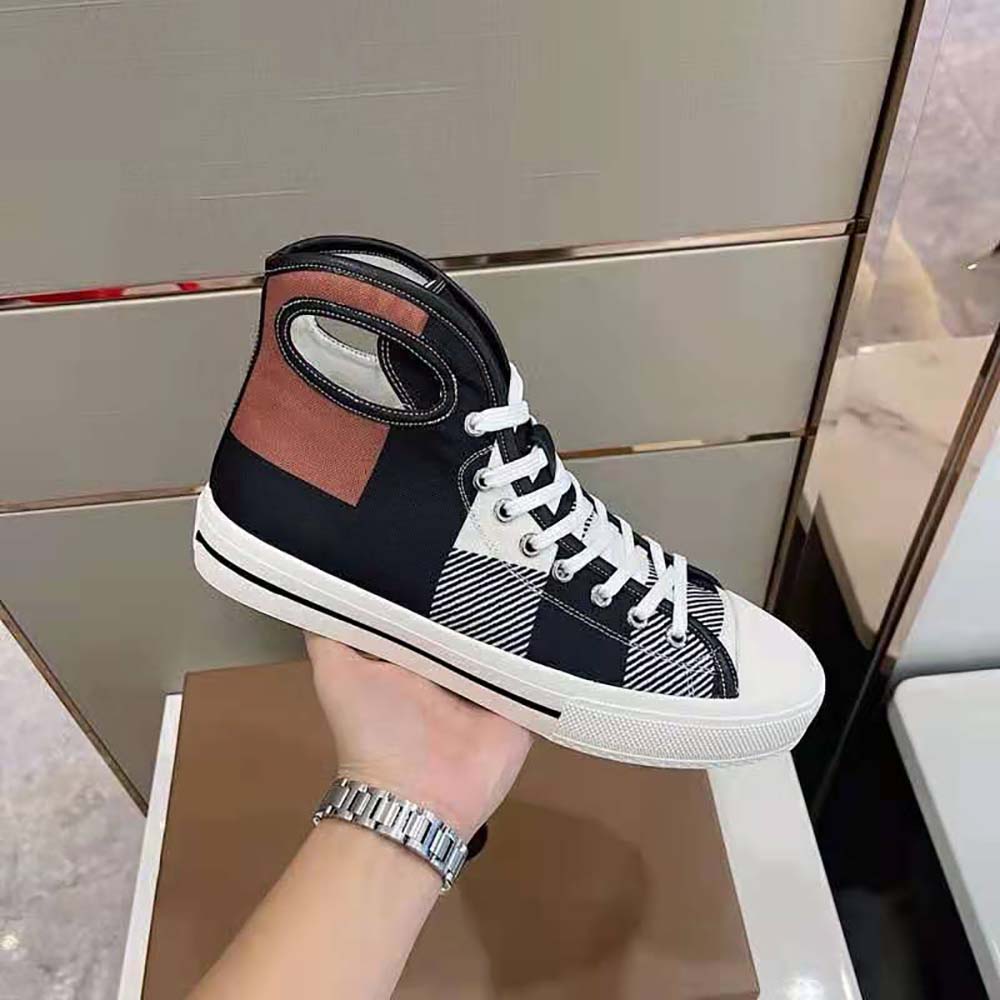 Burberry Men Porthole Detail Check Print Leather High-top Sneakers - image 6