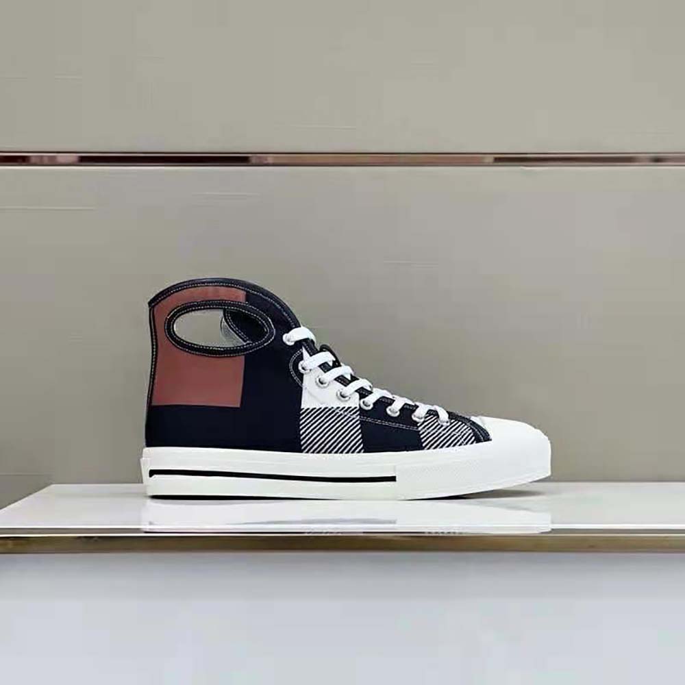 Burberry Men Porthole Detail Check Print Leather High-top Sneakers - image 5