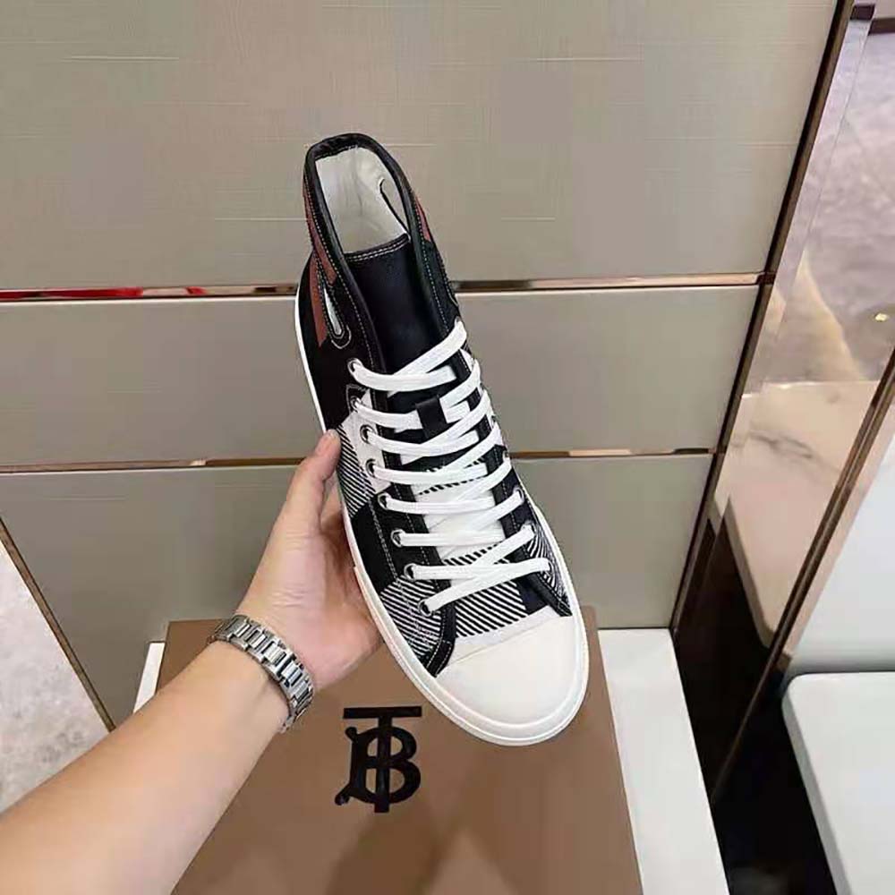 Burberry Men Porthole Detail Check Print Leather High-top Sneakers - image 7
