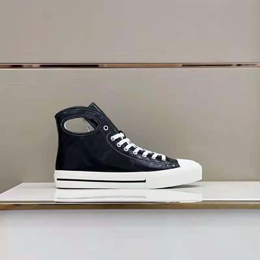 Burberry Men Porthole Detail Leather High-top Sneakers-Black - image 5