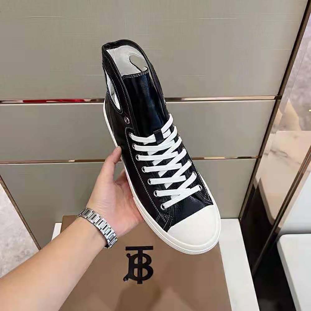 Burberry Men Porthole Detail Leather High-top Sneakers-Black - image 6