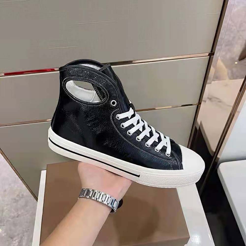 Burberry Men Porthole Detail Leather High-top Sneakers-Black - image 7