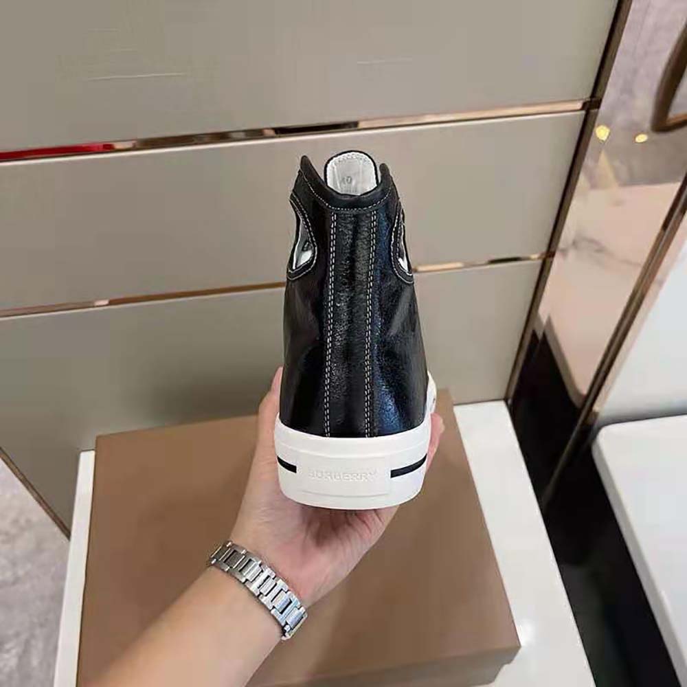 Burberry Men Porthole Detail Leather High-top Sneakers-Black - image 8