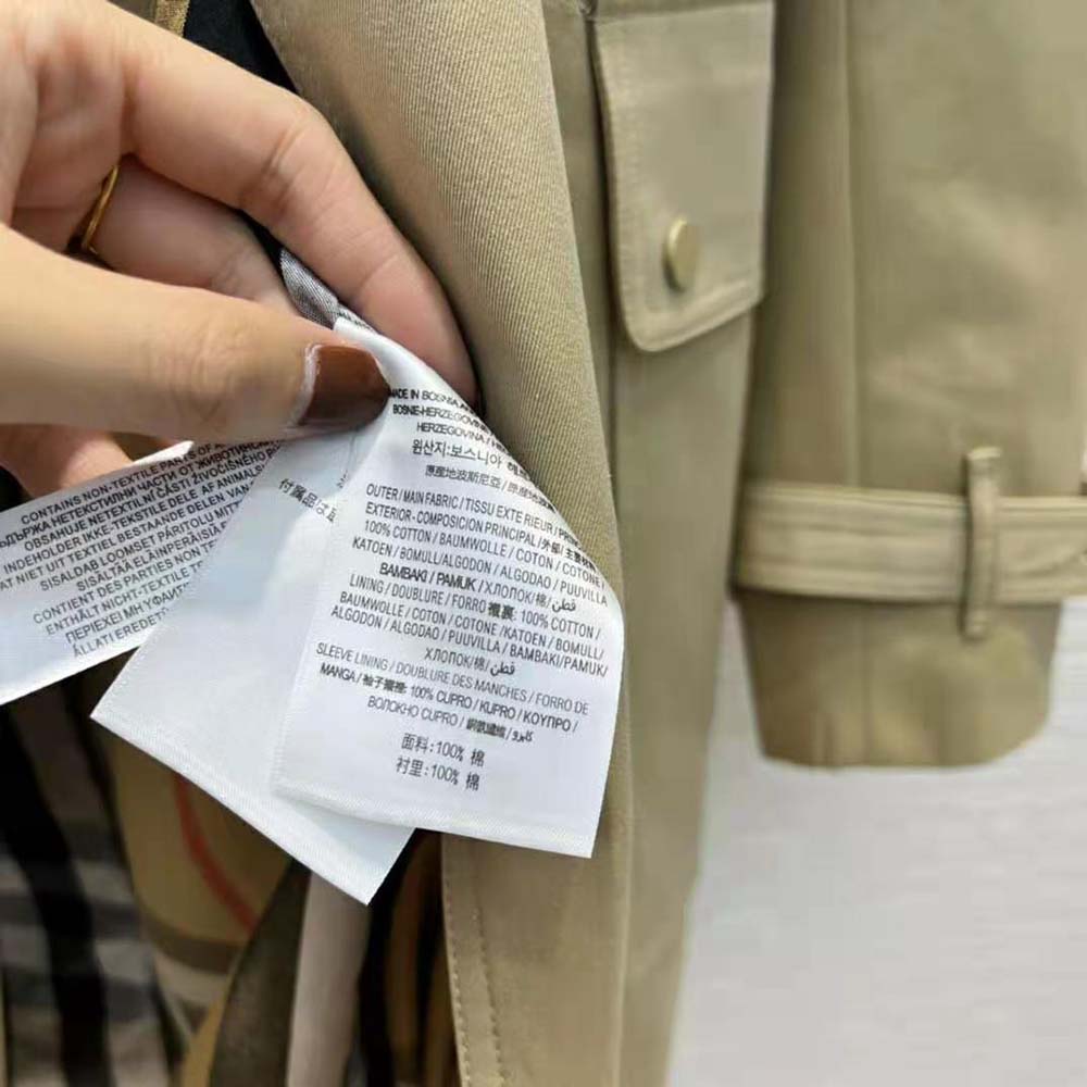 Burberry Women Check Panel Cotton Gabardine Trench Coat-Beige - image 9
