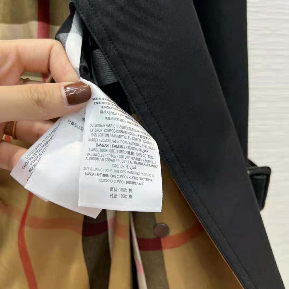 Burberry Women Check Panel Cotton Gabardine Trench Coat-Black - image 10