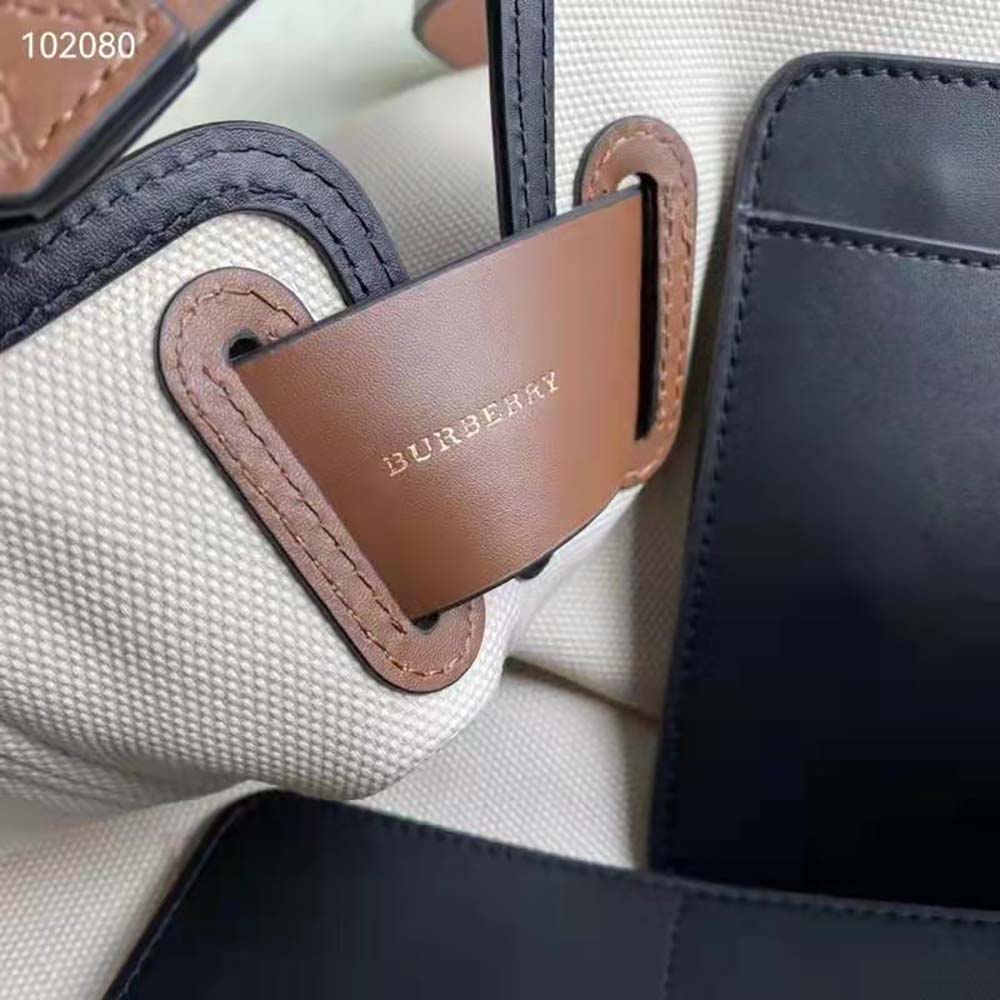 Burberry Women Horseferry Soft Cotton Canvas Belt Tote Bag - image 9