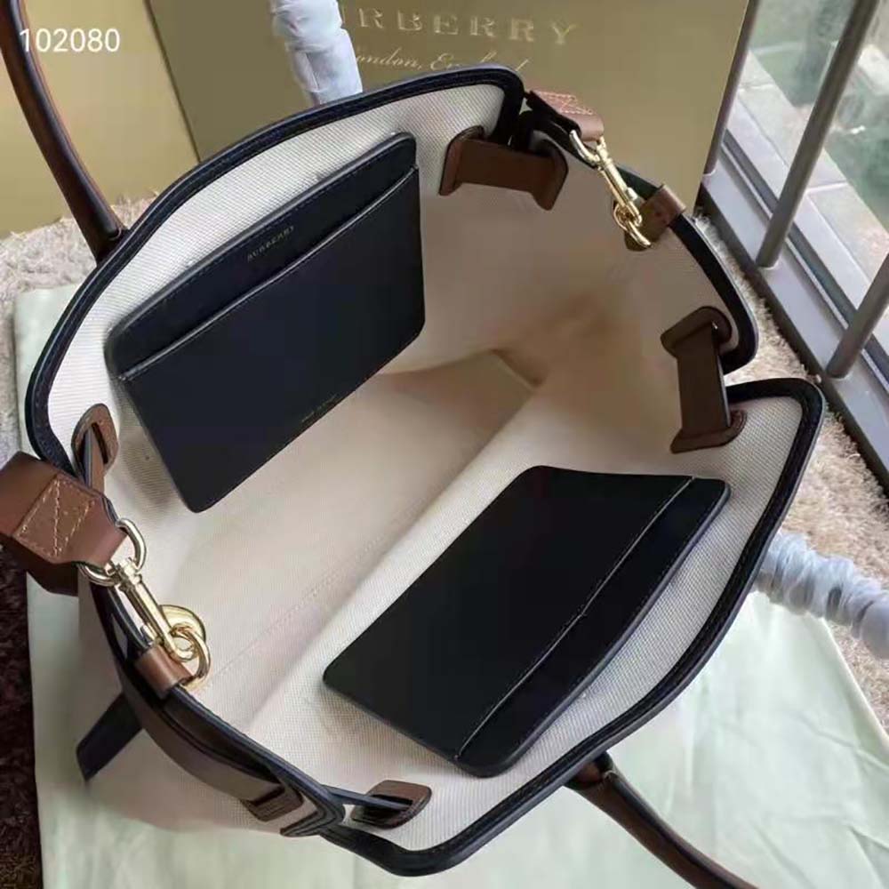 Burberry Women Horseferry Soft Cotton Canvas Belt Tote Bag - image 7