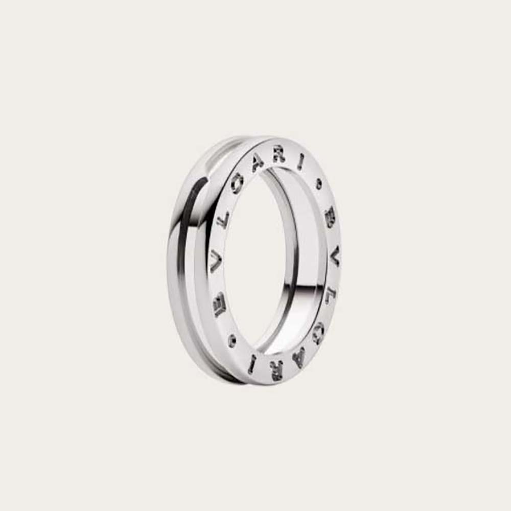 Close-up of Bvlgari Women B.Zero1 One-Band Ring in 18 KT White Gold