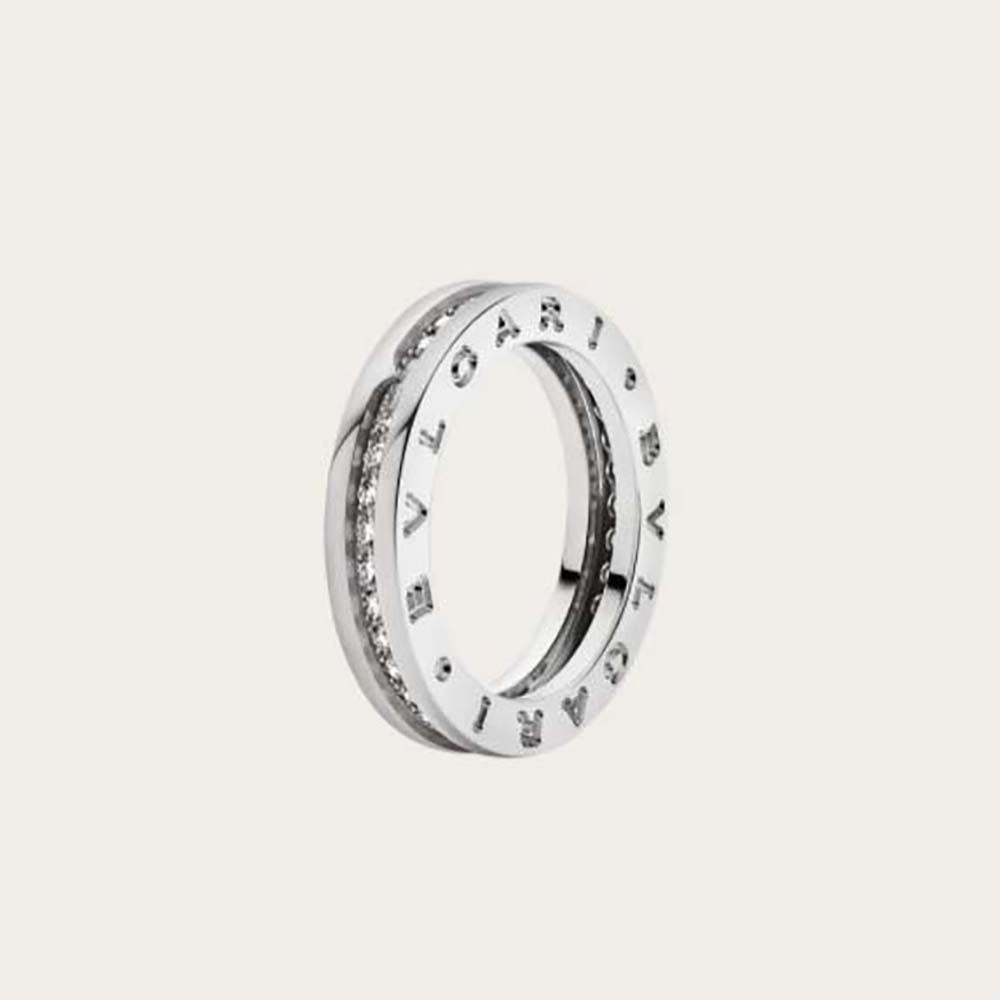 Close-up of Bvlgari Women B.zero1 One-Band Ring diamond spiral detail