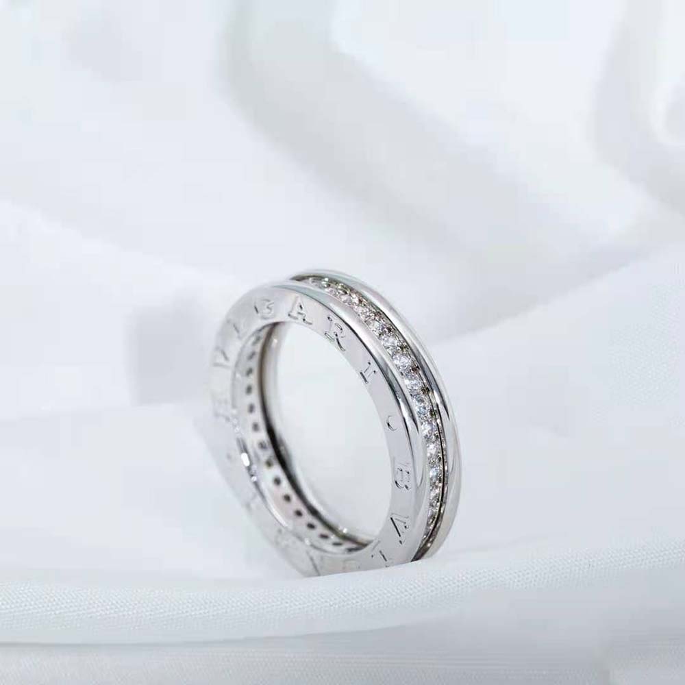 Bvlgari Women B.zero1 One-Band Ring in 18 KT White Gold Set with Pave Diamonds on the Spiral - image 4