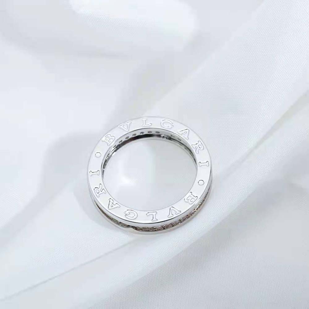 Bvlgari Women B.zero1 One-Band Ring in 18 KT White Gold Set with Pave Diamonds on the Spiral - image 5