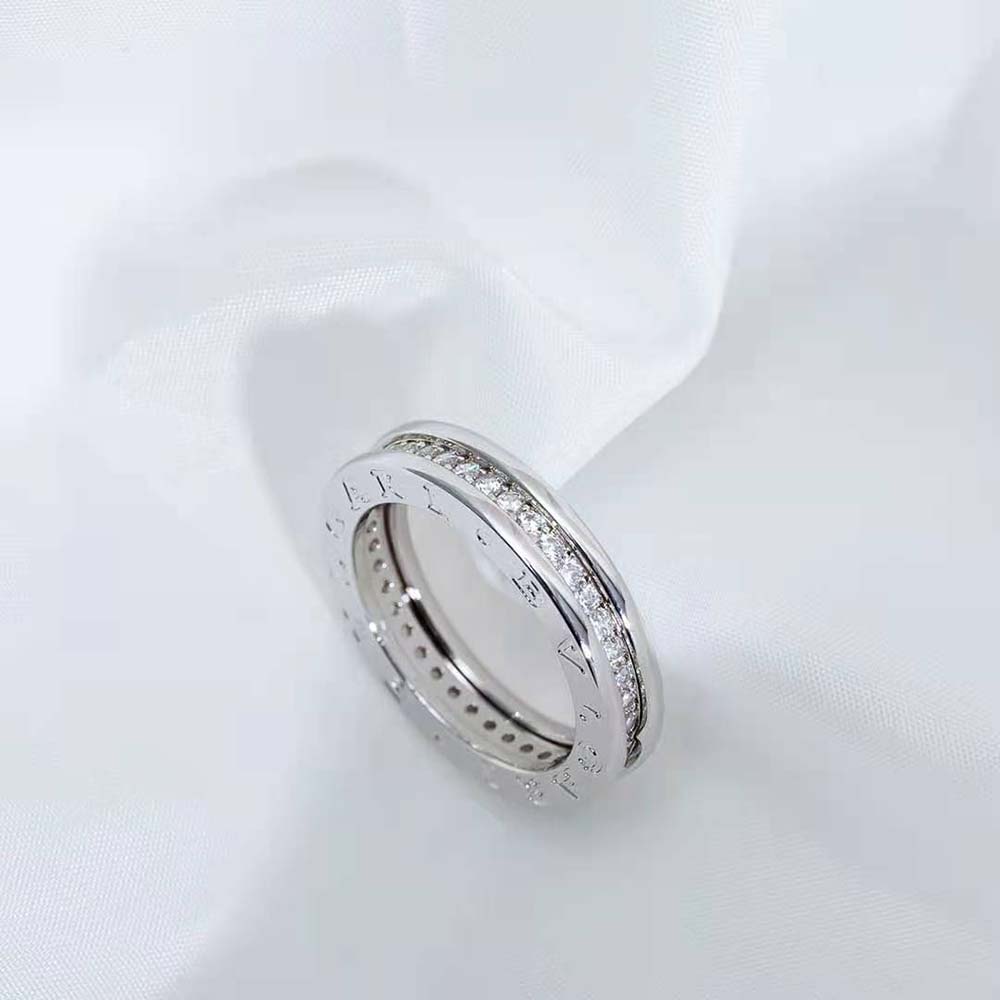 Bvlgari Women B.zero1 One-Band Ring in 18 KT White Gold Set with Pave Diamonds on the Spiral - image 6