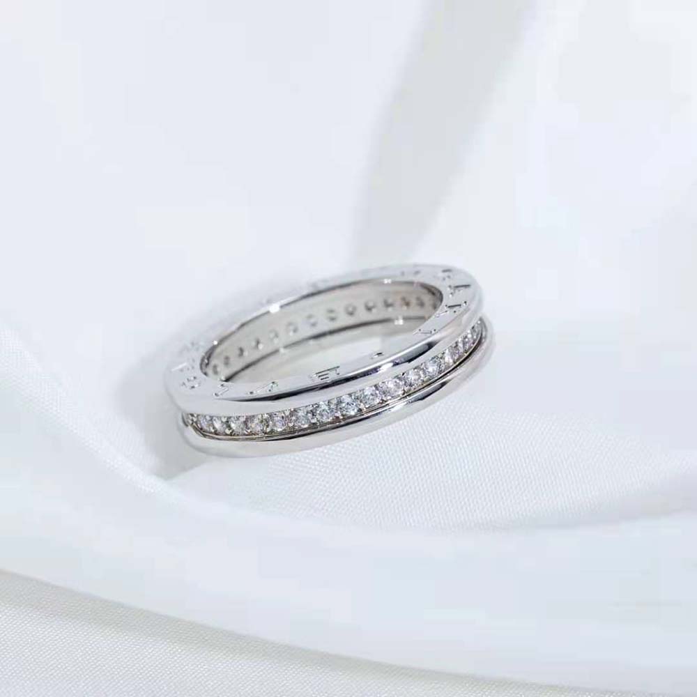 Bvlgari Women B.zero1 One-Band Ring in 18 KT White Gold Set with Pave Diamonds on the Spiral - image 8